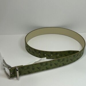 Wonder Nation Boys Dinosaur Print Belt Olive Green Silver Buckle Size Large